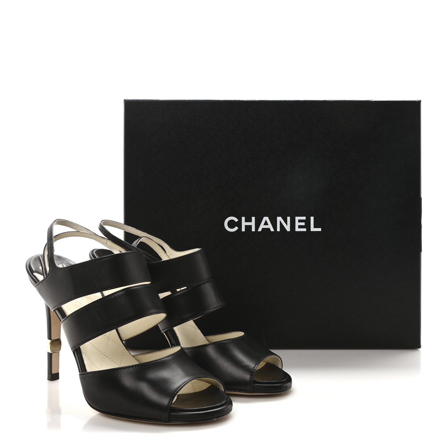Lambskin CC Strappy Sandal 37 Black