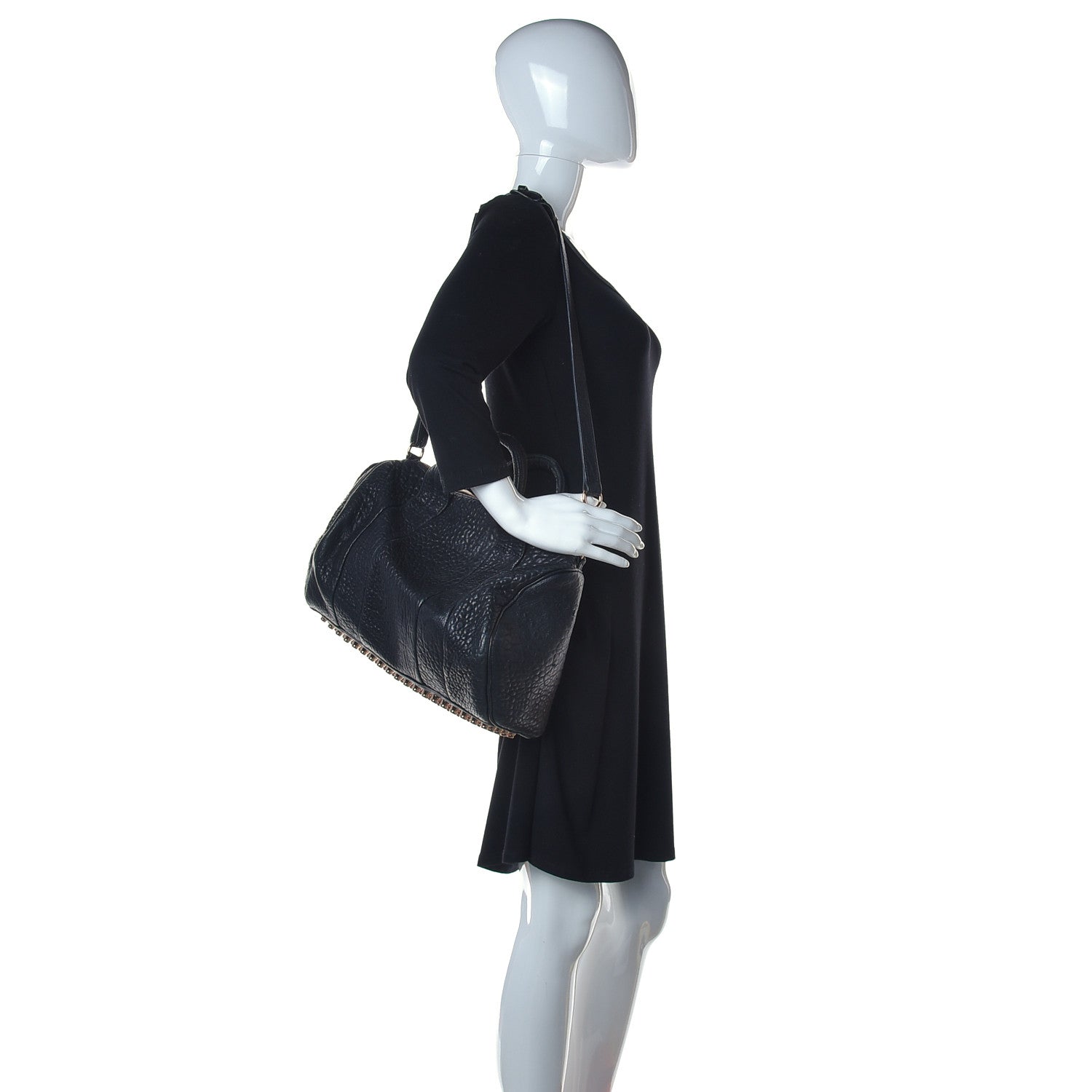 Alexander Wang Pebbled Lambskin Rocco Black Rose Gold Hardware 2 of 15