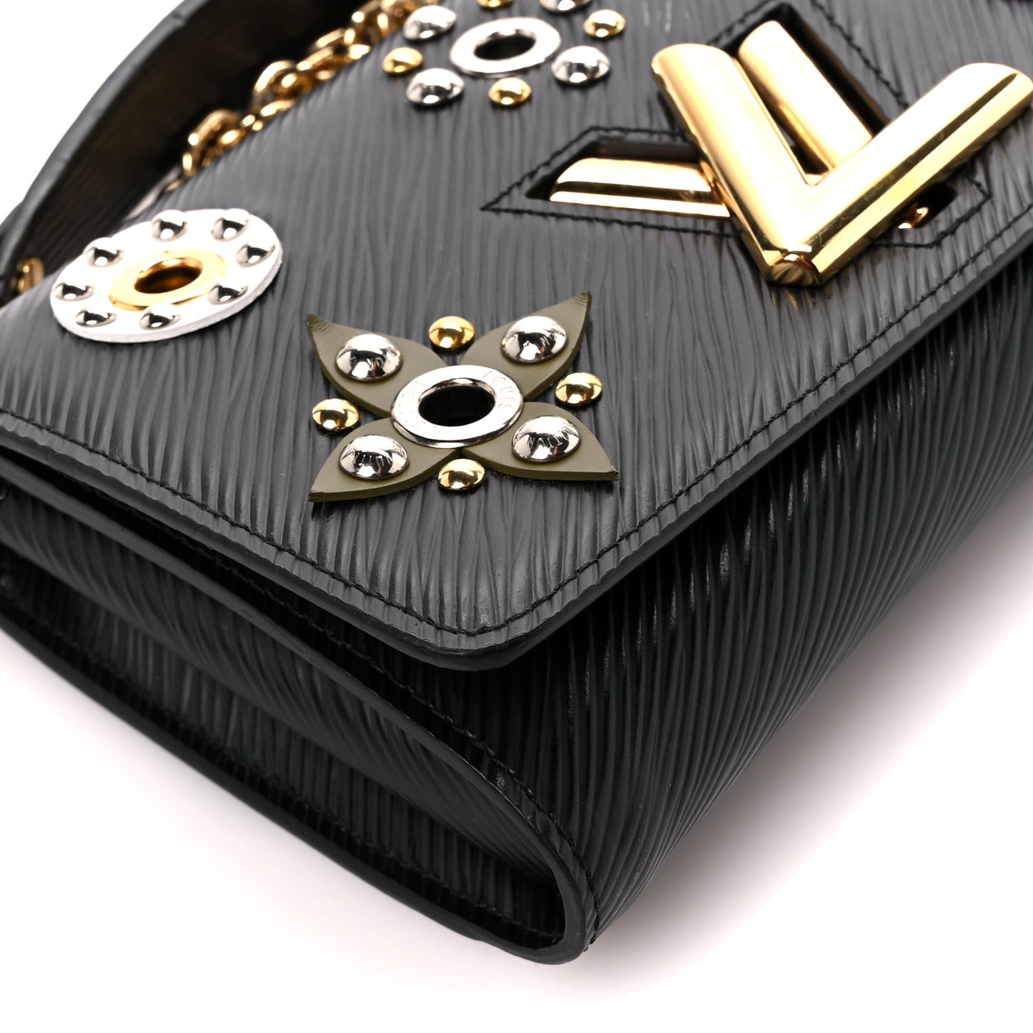 Epi Mechanical Flowers Twist Chain Wallet Black