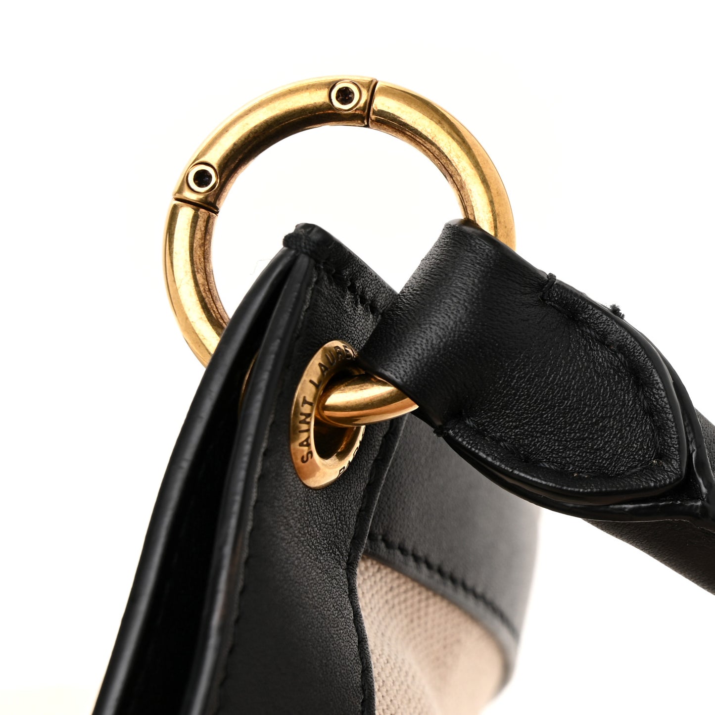 Canvas Calfskin Tag Hobo White Black