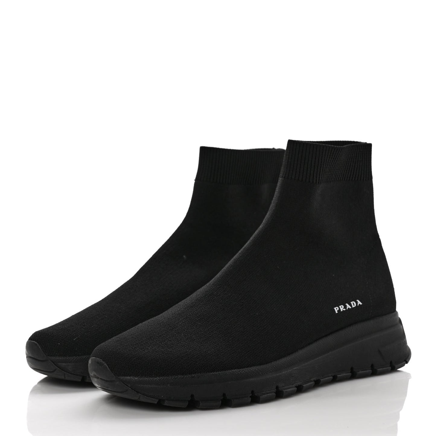 Knit Fabric Logo Sneakers 38.8 Black