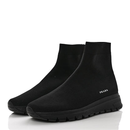 Prada Knit Fabric Logo Sneakers 38.8 Black 3 of 10