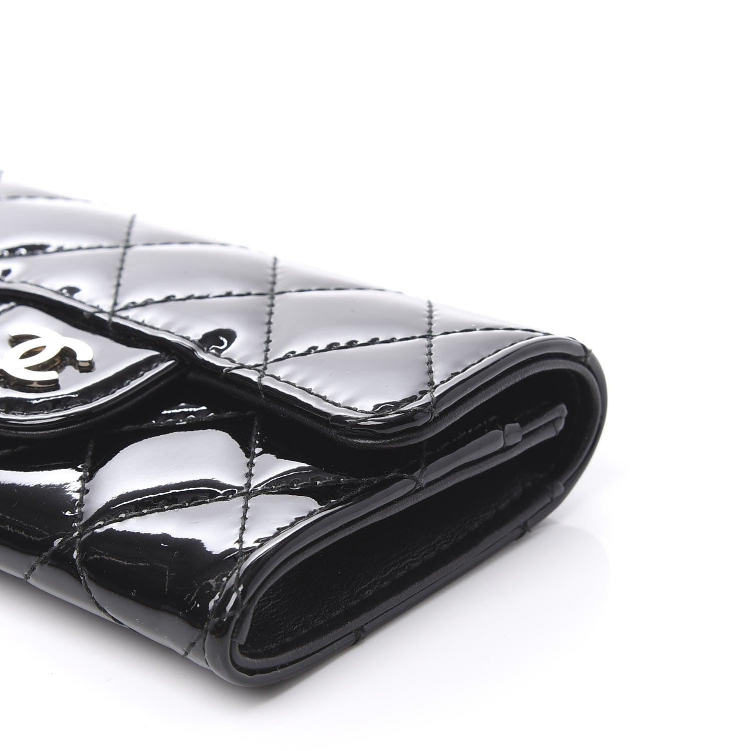 Chanel Patent Quilted Flap Card Holder Wallet Black 10 of 11