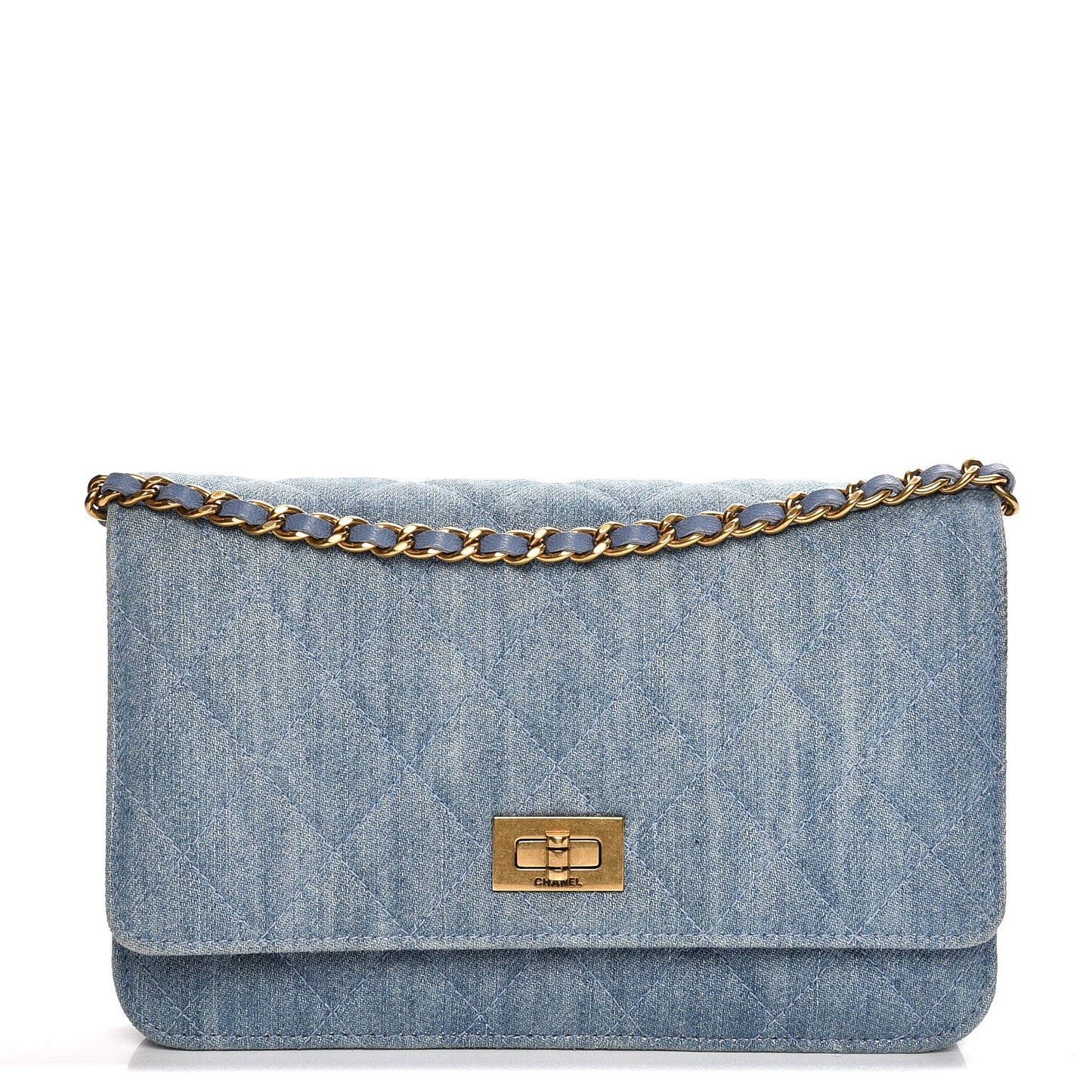 Denim Quilted Reissue Wallet On Chain WOC Blue