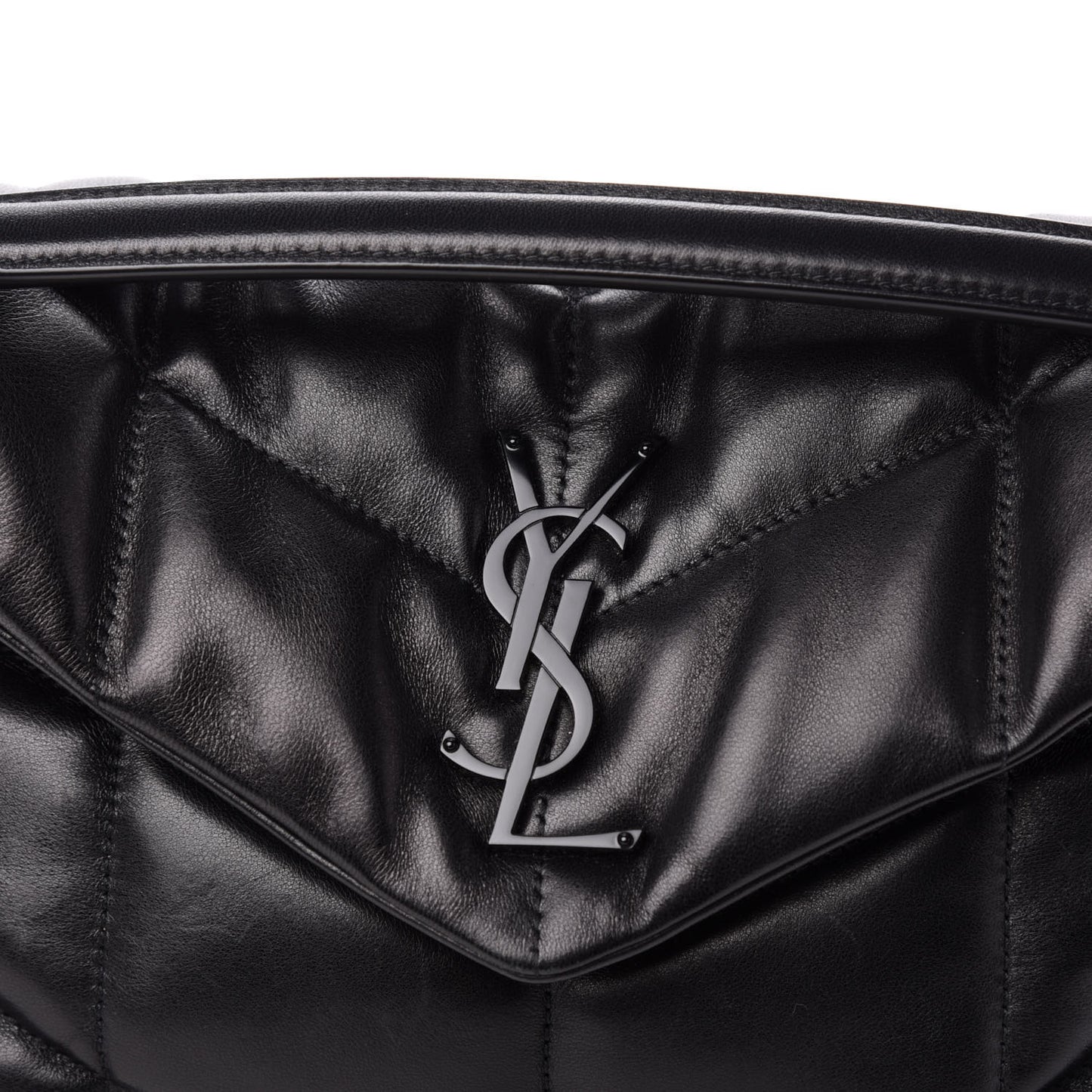 Lambskin Quilted Small Loulou Puffer Monogram Chain Satchel Black