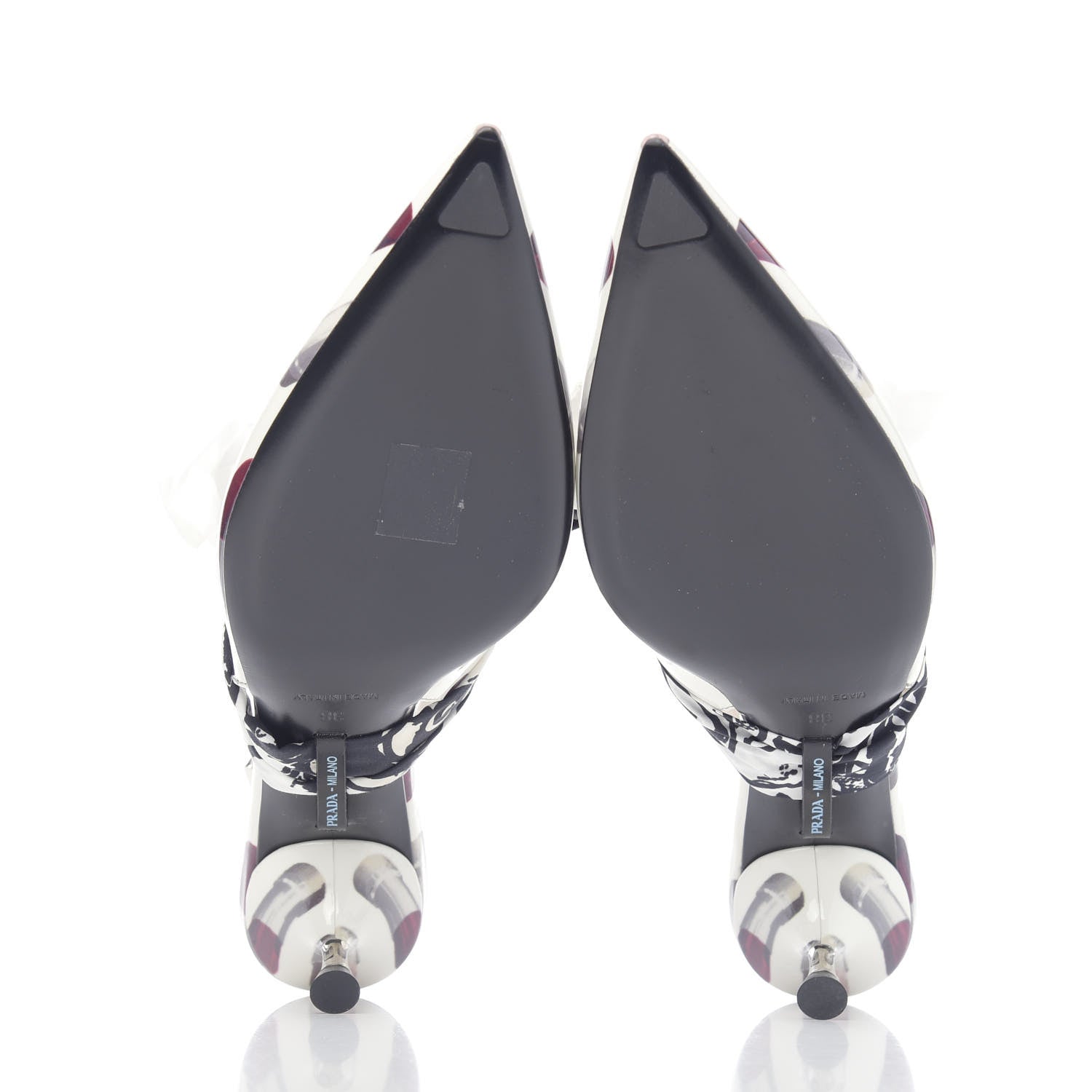 Prada Vernice Stampa 35mm Slingback Pumps 38 White Black 5 of 8