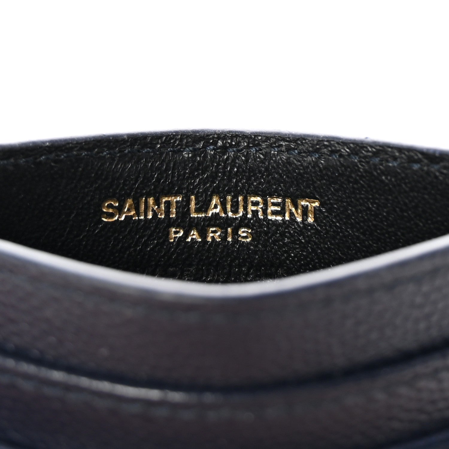 Saint Laurent Grain De Poudre Matelasse Chevron Monogram Credit Card Case Navy 6 of 7