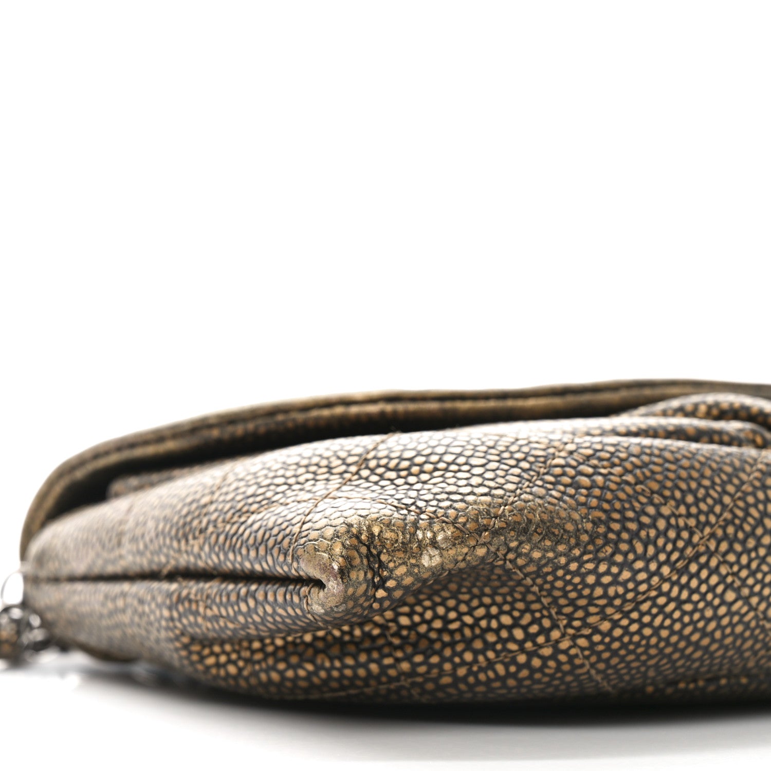 Chanel Metallic Caviar Half Moon Wallet On Chain WOC Bronze 10 of 11
