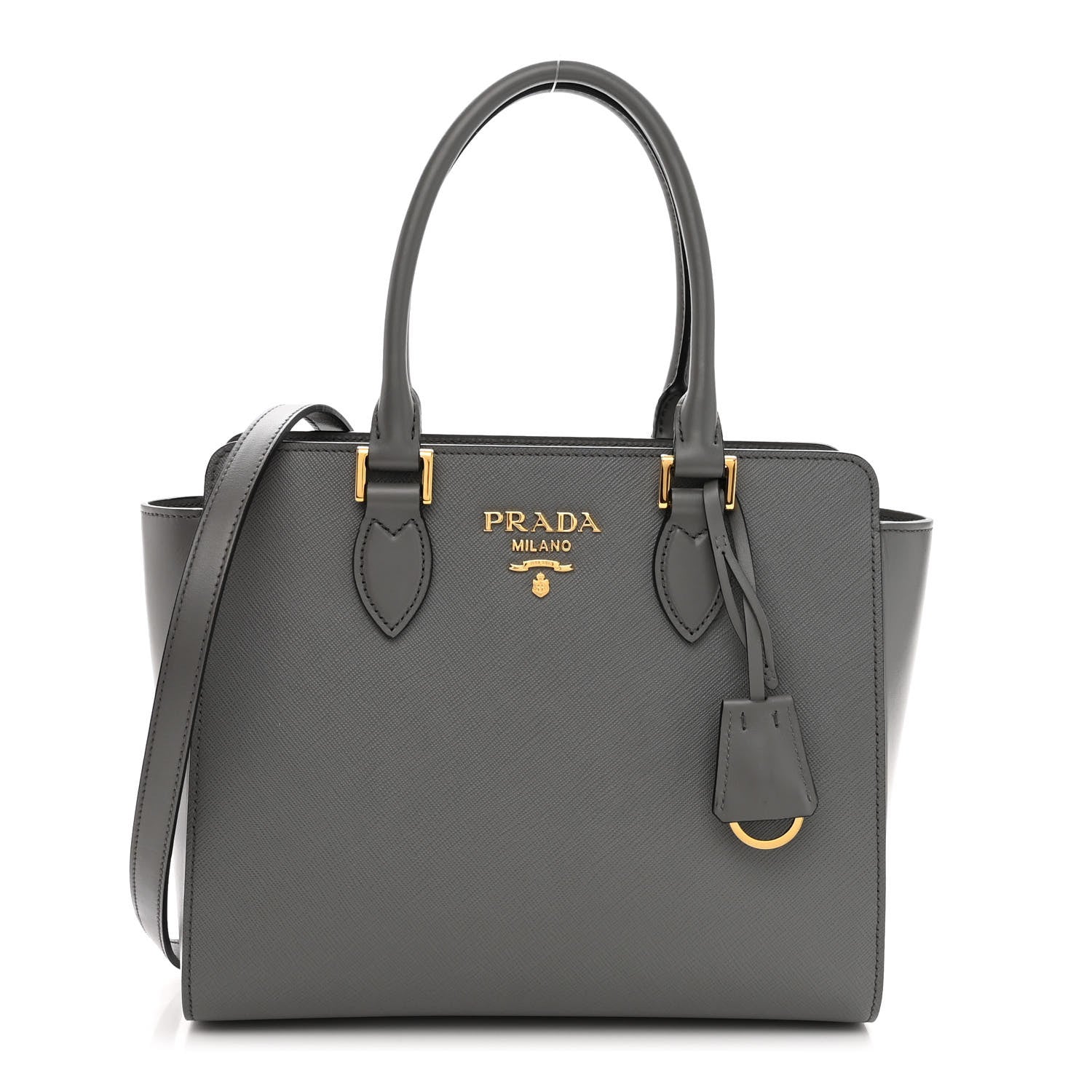 Prada Saffiano Soft Calfskin Small Zippered Tote Marmo 1 of 8