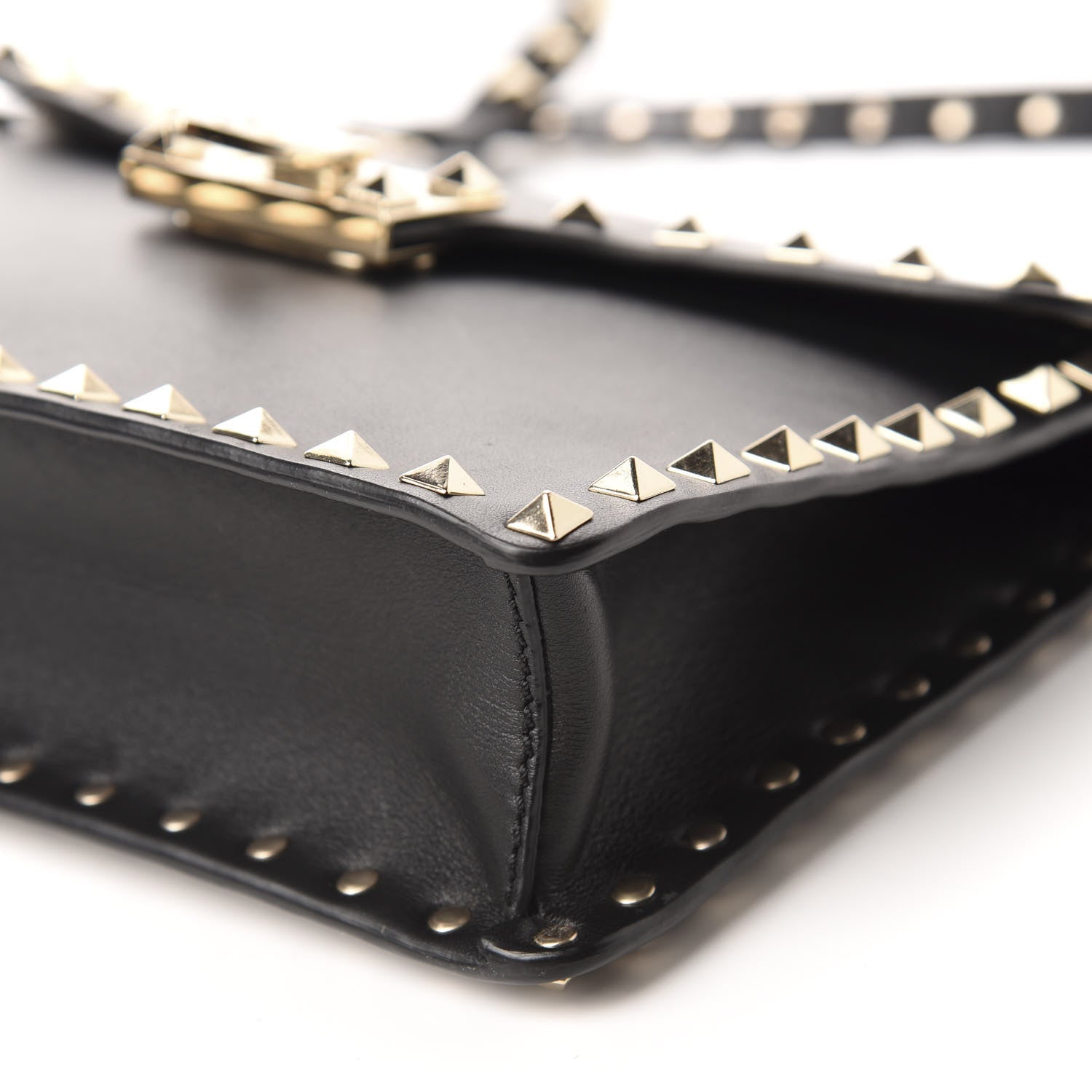 Valentino Garavani Calfskin Rockstud Crossbody Messenger Bag Black 7 of 11