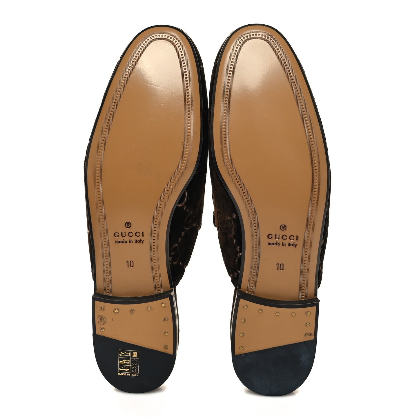 Velvet GG Monogram Mens Princetown Slippers 10 Brown