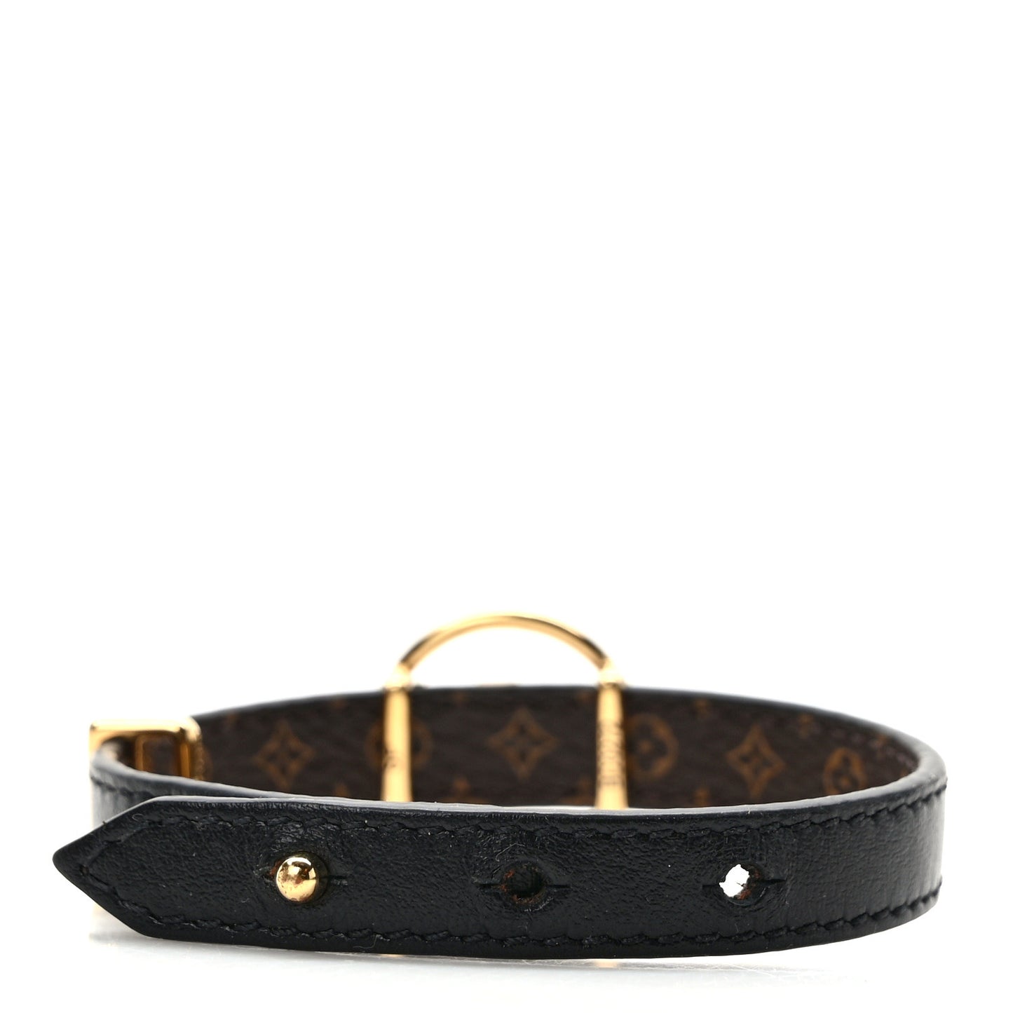 Monogram Calfskin LV Eclipse Reversible Bracelet 17 Black