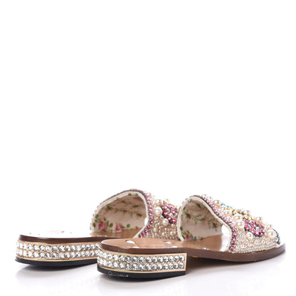 Gucci Calfskin Pearl Lupe 20mm Guccy Jeweled Slide Sandals 37.5 Multicolor 4 of 7
