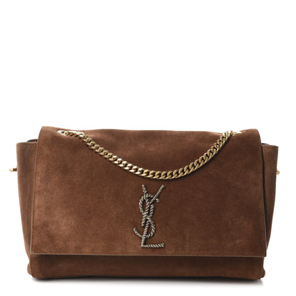 Saint Laurent Suede Braided Monogram Large Kate Satchel Brown 1 of 11