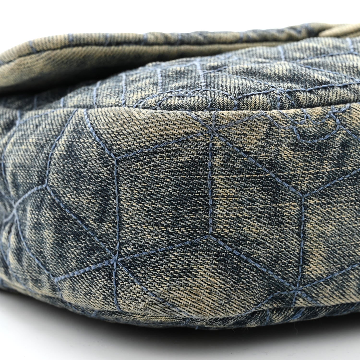 Chanel Denim Quilted Camellia Embroidered Medium Flap Blue 9 of 12