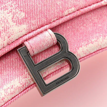 Balenciaga Nappa Denim Printed Small Hourglass Top Handle Bag Denim Pink 13 of 14