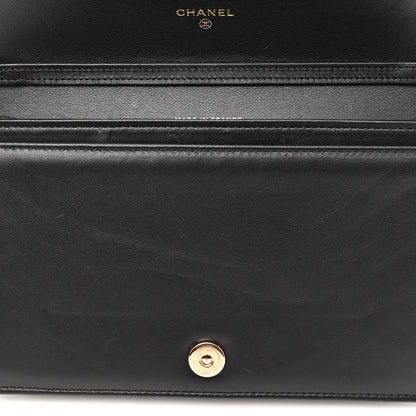Chanel Lambskin Quilted Timeless CC Wallet On Chain WOC Black 12 of 13