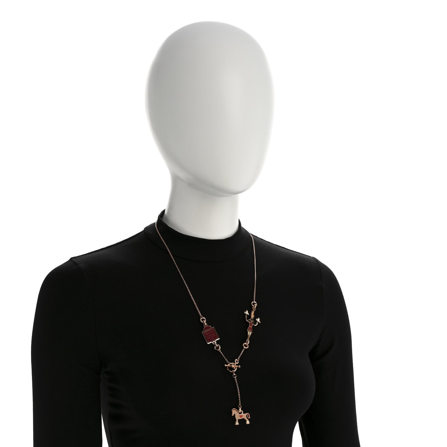 Hermes Metal Enamel Cheval Grand Parade Necklace Rose Gold 2 of 7