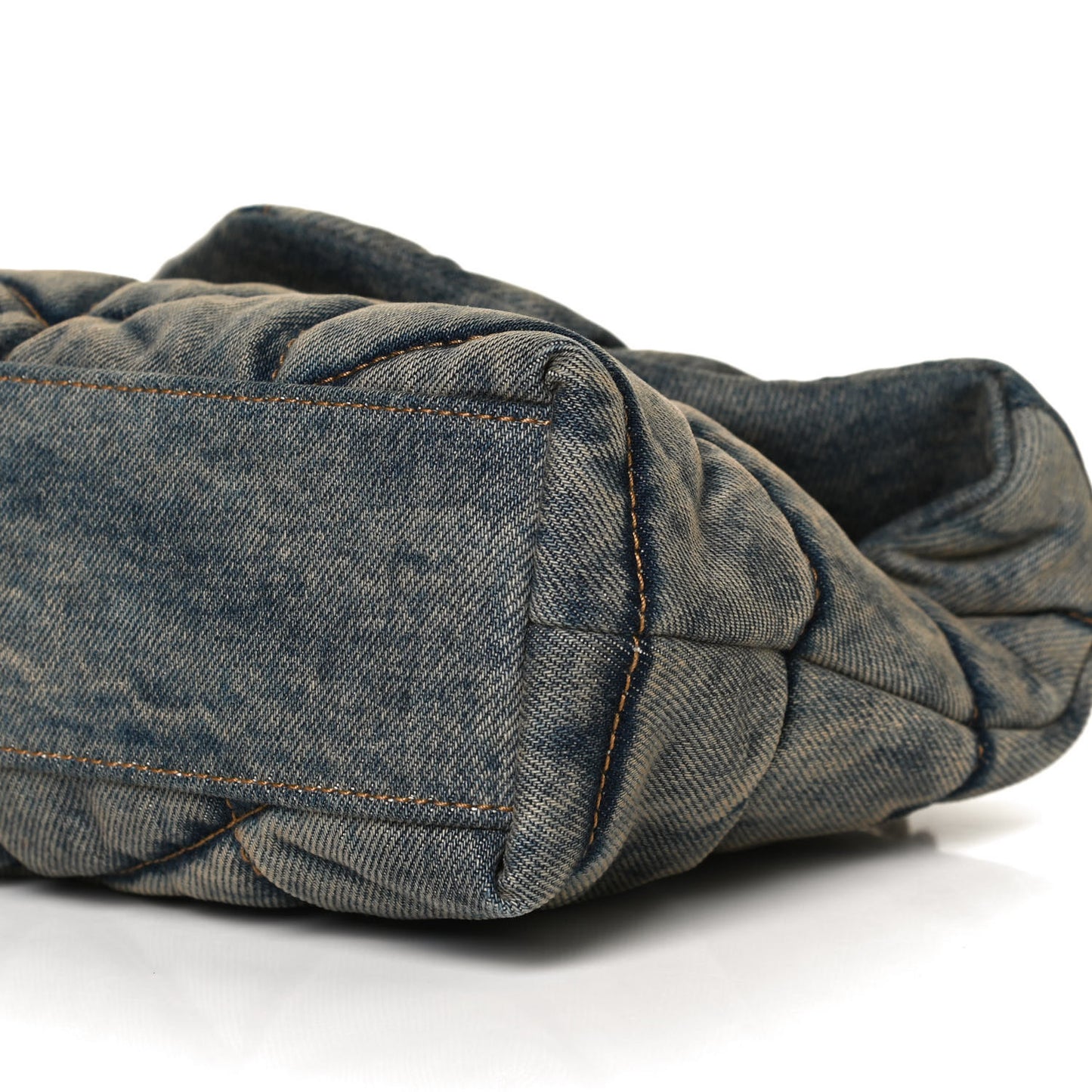 Denim Quilted Toy Loulou Puffer Monogram Chain Satchel Blue Black