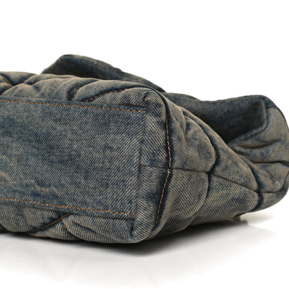 Saint Laurent Denim Quilted Toy Loulou Puffer Monogram Chain Satchel Blue Black 10 of 12