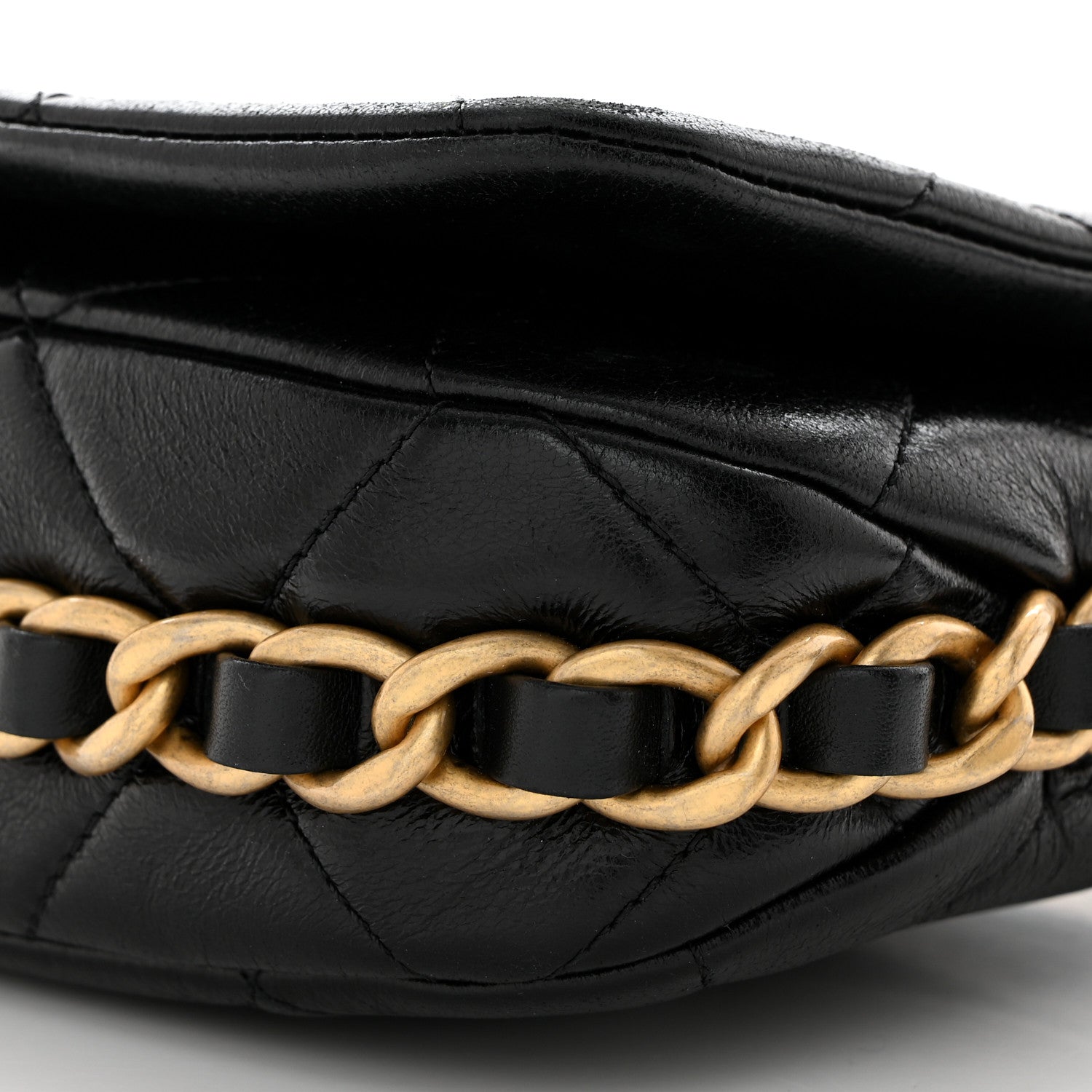Chanel Shiny Lambskin Quilted Chain Around Flap Bag Black 10 of 10
