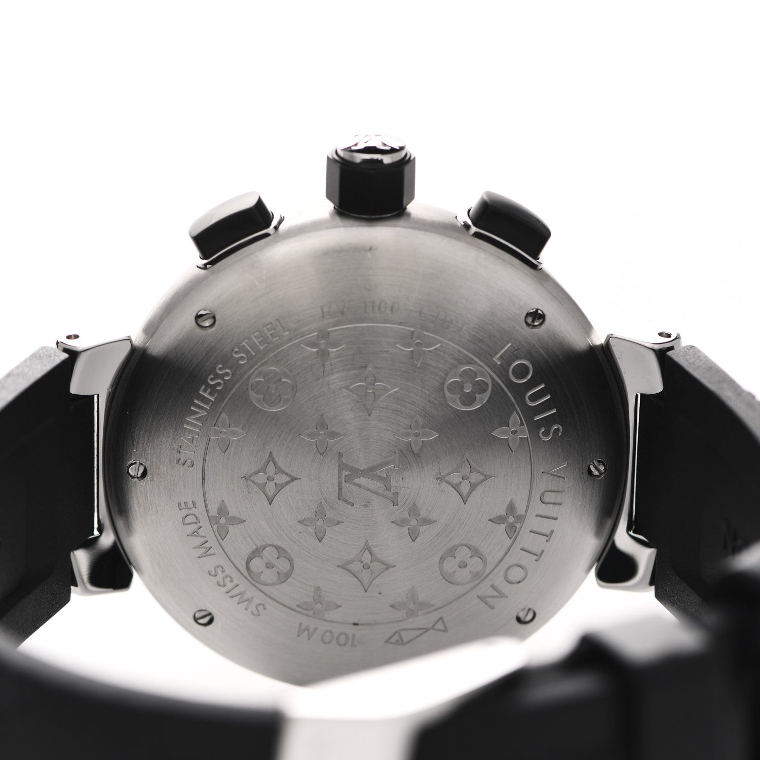 Louis Vuitton Stainless Steel Rubber 41mm Tambour GMT Automatic Watch Black 4 of 5