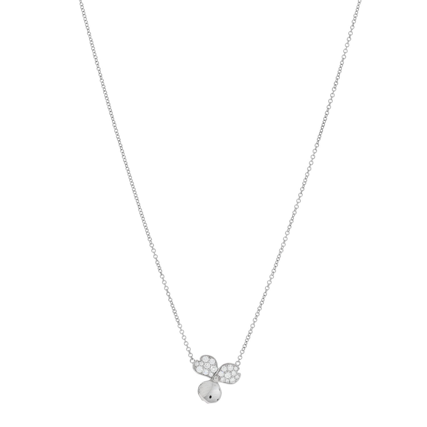 Tiffany Platinum Diamond .17ctw Small Paper Flowers Pendant Necklace 1 of 5