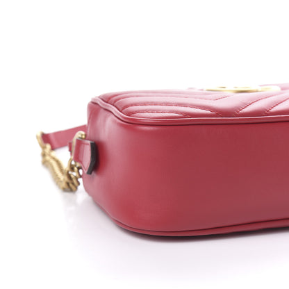 Gucci Calfskin Matelasse Small GG Marmont Chain Shoulder Bag Hibiscus Red 8 of 11
