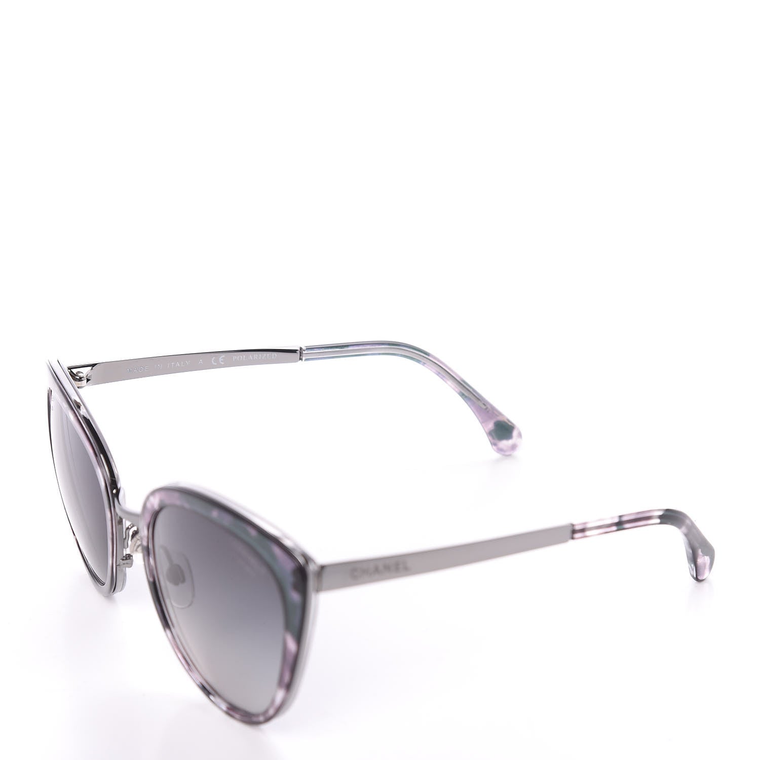 Chanel Polarized Metal Cat Eye Sunglasses 4208 Silver 6 of 8