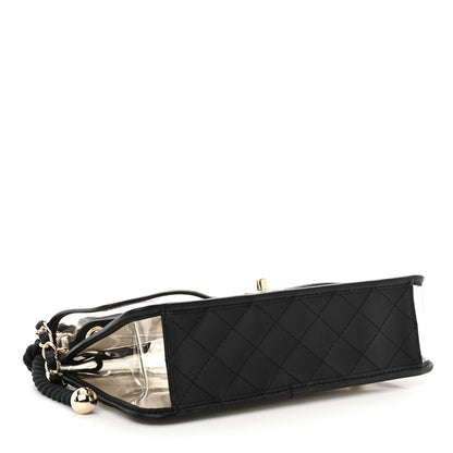 Chanel Lambskin PVC Sand By The Sea Flap With Pearl Strap Black 4 of 10