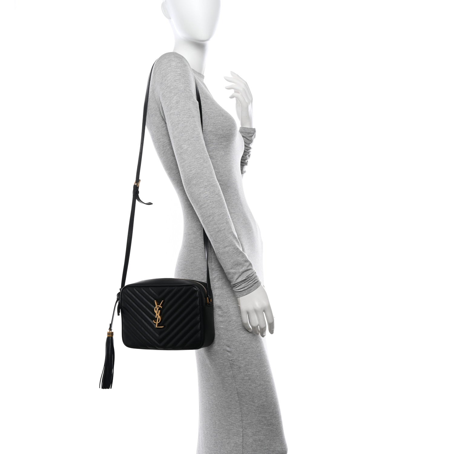 Saint Laurent Calfskin Matelasse Monogram Lou Camera Bag Black 2 of 10