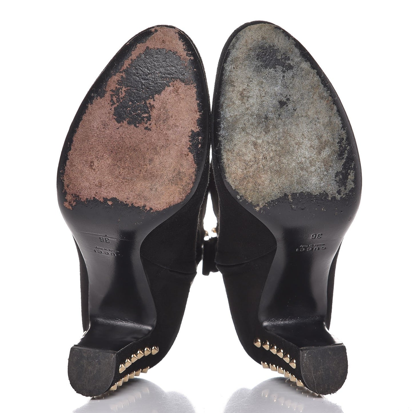 Suede Studded Melville Heel Ankle Booties 36 Black