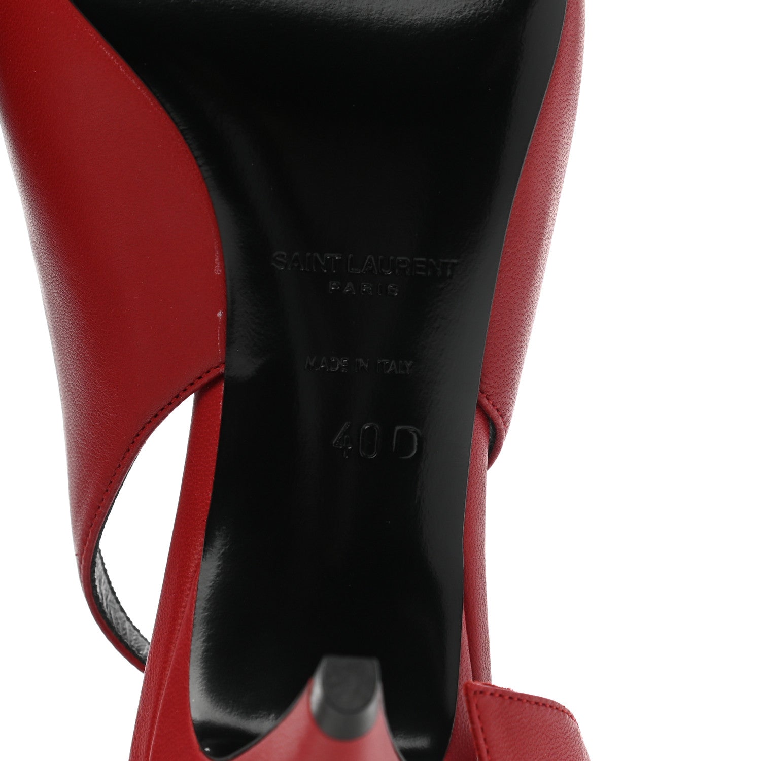 Saint Laurent Calfskin Studded Charlotte 55 Slingback Pumps 40 Red 6 of 9