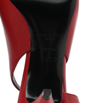 Saint Laurent Calfskin Studded Charlotte 55 Slingback Pumps 40 Red 6 of 9