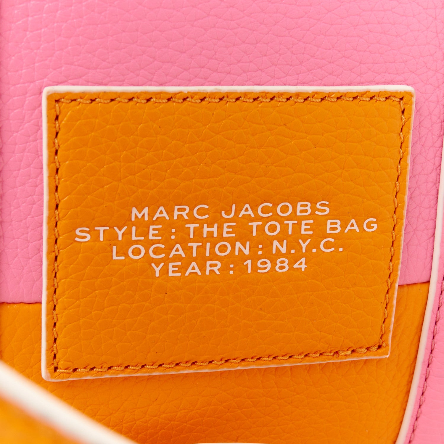 Marc Jacobs Grained Calfskin Small The Tote Bag Pink Orange