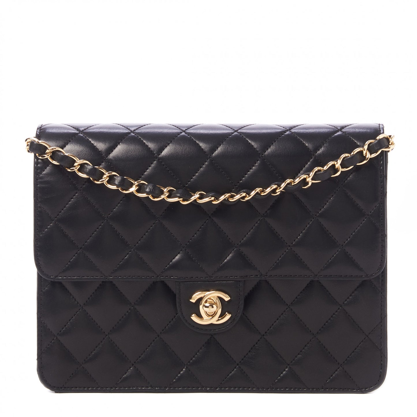 Lambskin Quilted Small Single Flap Black