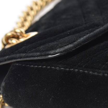Gucci Velvet Matelasse Mini GG Marmont Shoulder Bag Black 14 of 21