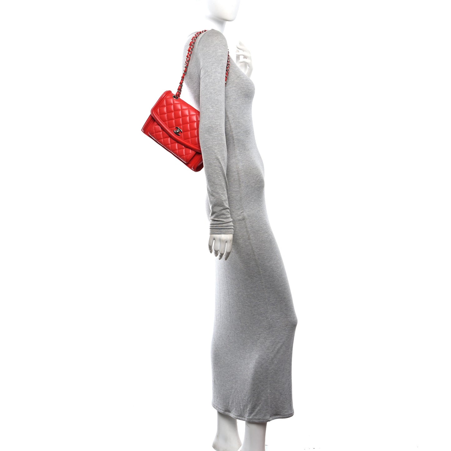 Lambskin Quilted Small Geometric Flap Red
