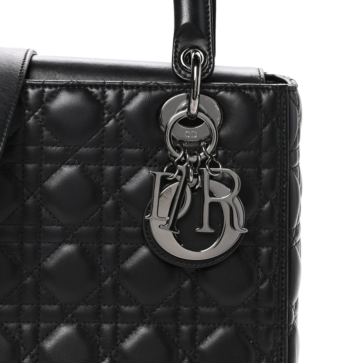 Christian Dior Lambskin Cannage Medium Lady Dior Black 7 of 10