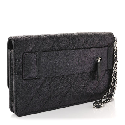 Chanel Iridescent Caviar Quilted Classic Pouch Clutch Black 3 of 10