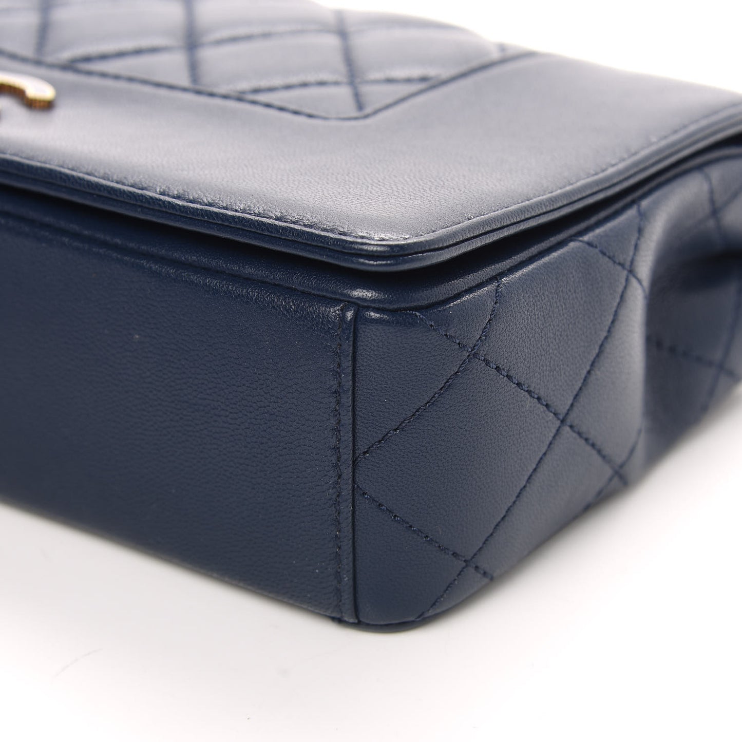 Sheepskin Quilted Medium Vintage Mademoiselle Flap Dark Navy