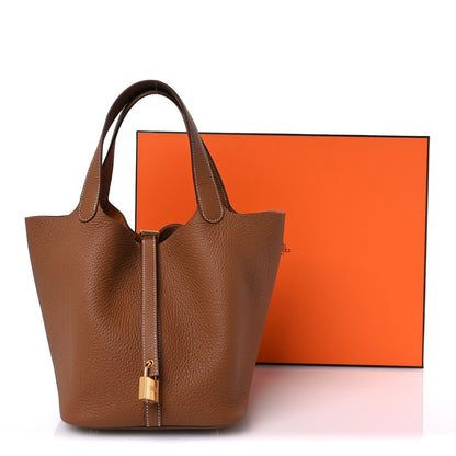 Hermes Taurillon Clemence Picotin Lock 22 MM Gold 11 of 11