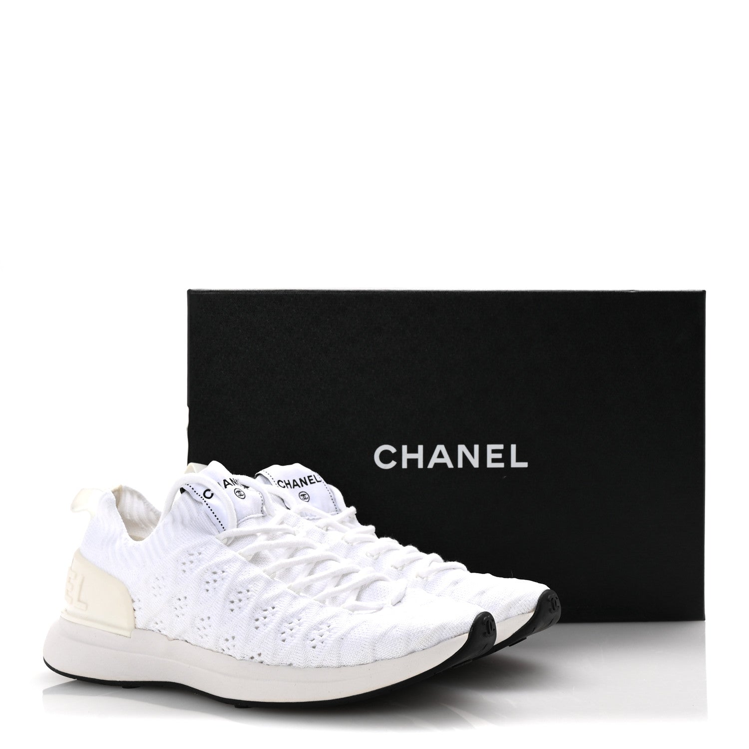 Chanel Fabric Logo Sneakers 37 White 9 of 9