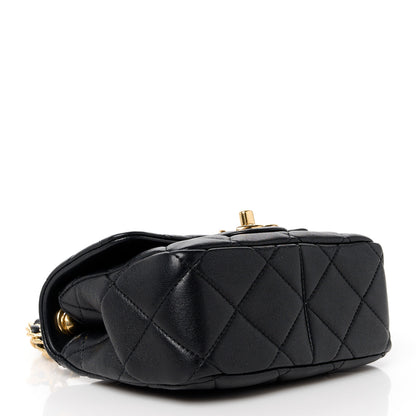 Chanel Lambskin Metal Quilted Mini Top Handle Square Flap Black 4 of 12