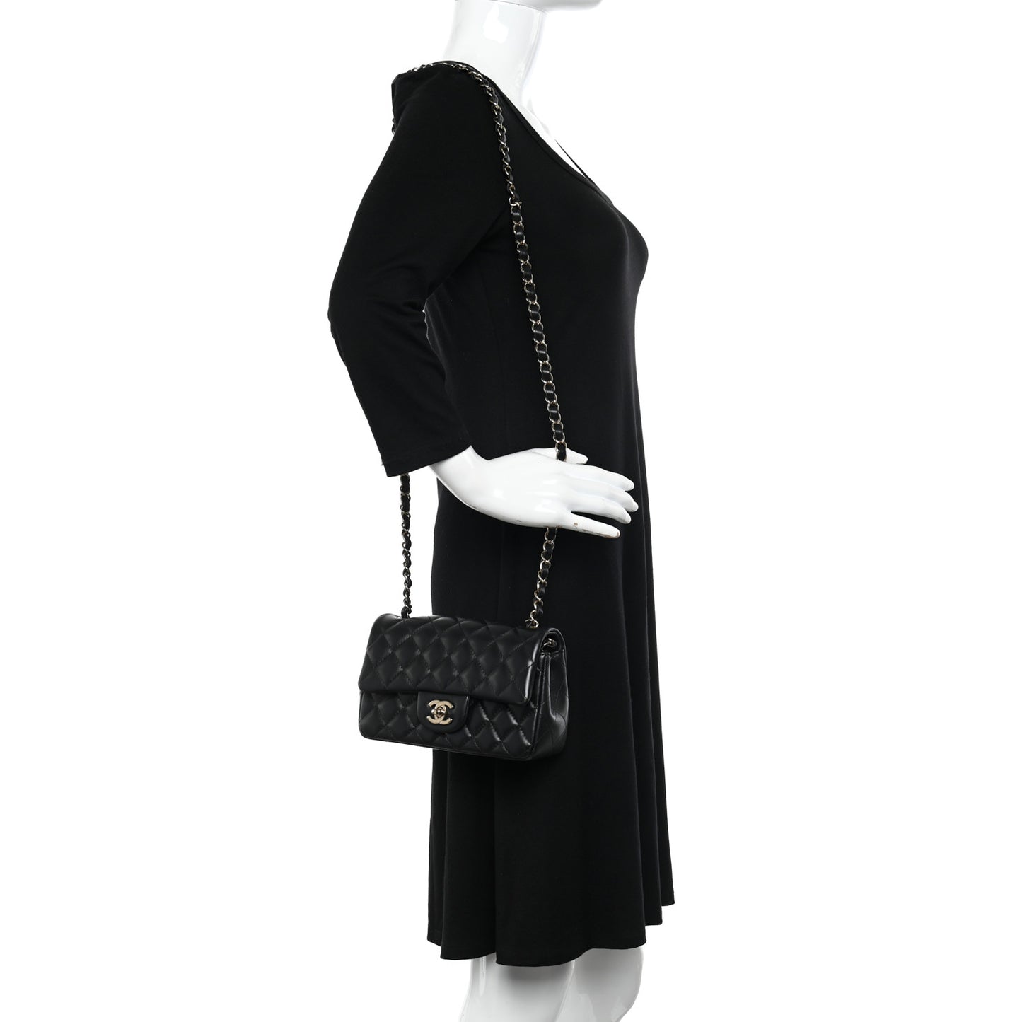 Lambskin Quilted Mini Rectangular Flap Black