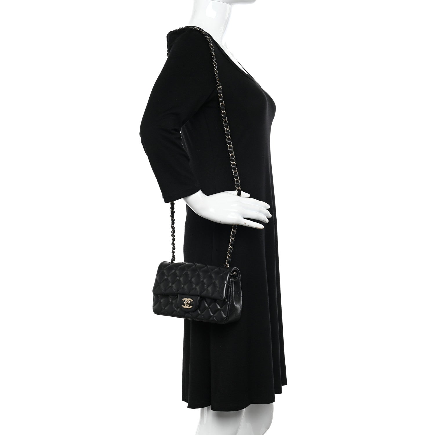 Chanel Lambskin Quilted Mini Rectangular Flap Black 2 of 12