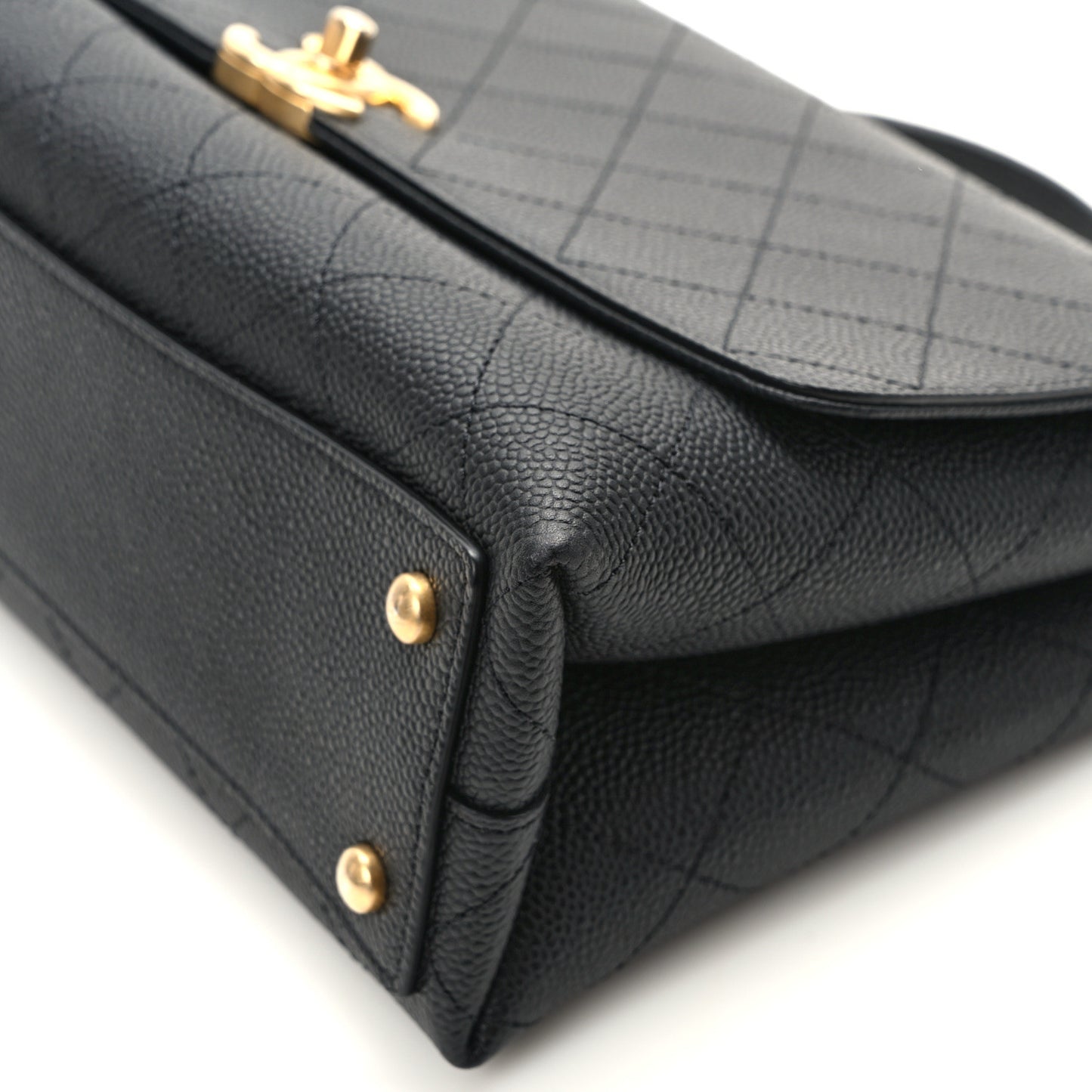 Grained Calfskin Stitched Flap Black