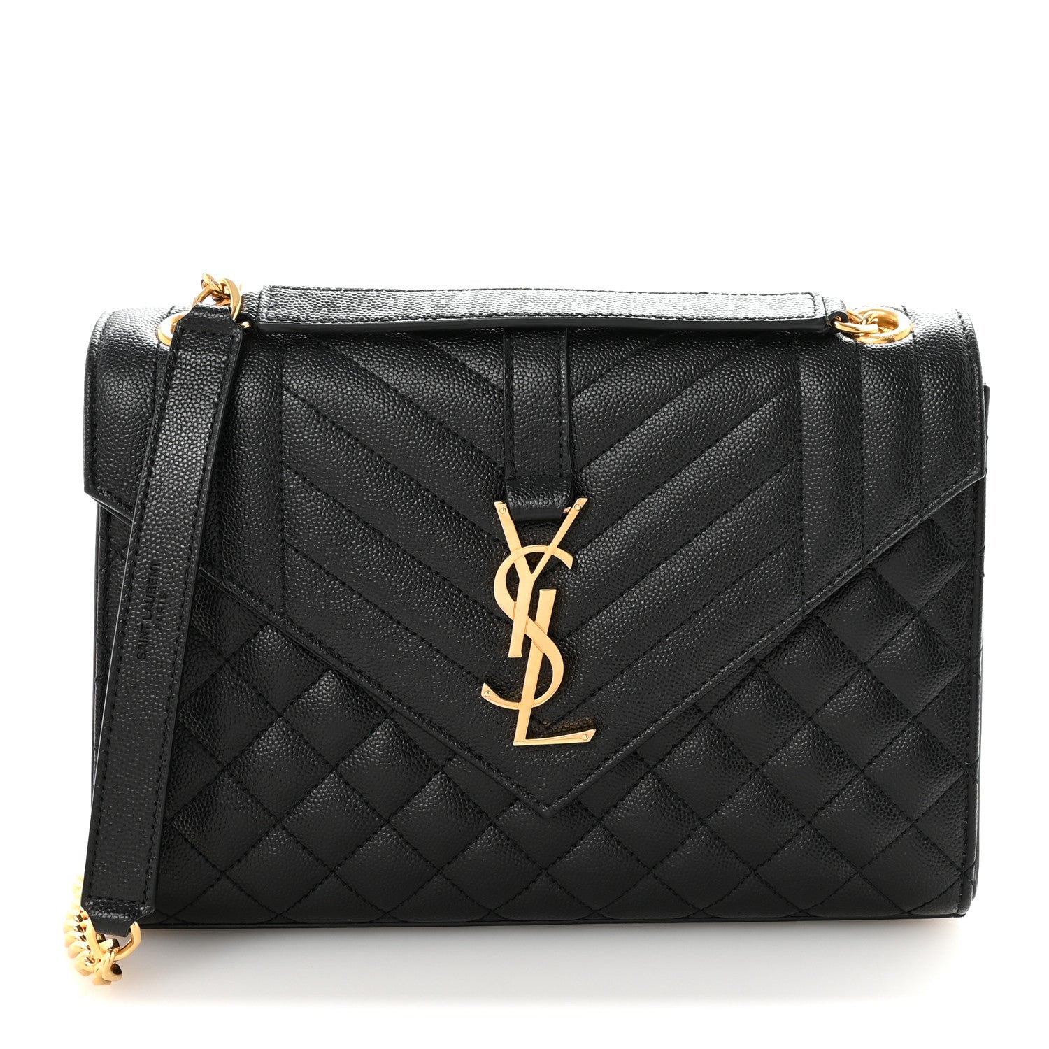 Saint Laurent Grain De Poudre Textured Mixed Matelasse Triquilt Medium Monogram Satchel Black 1 of 9