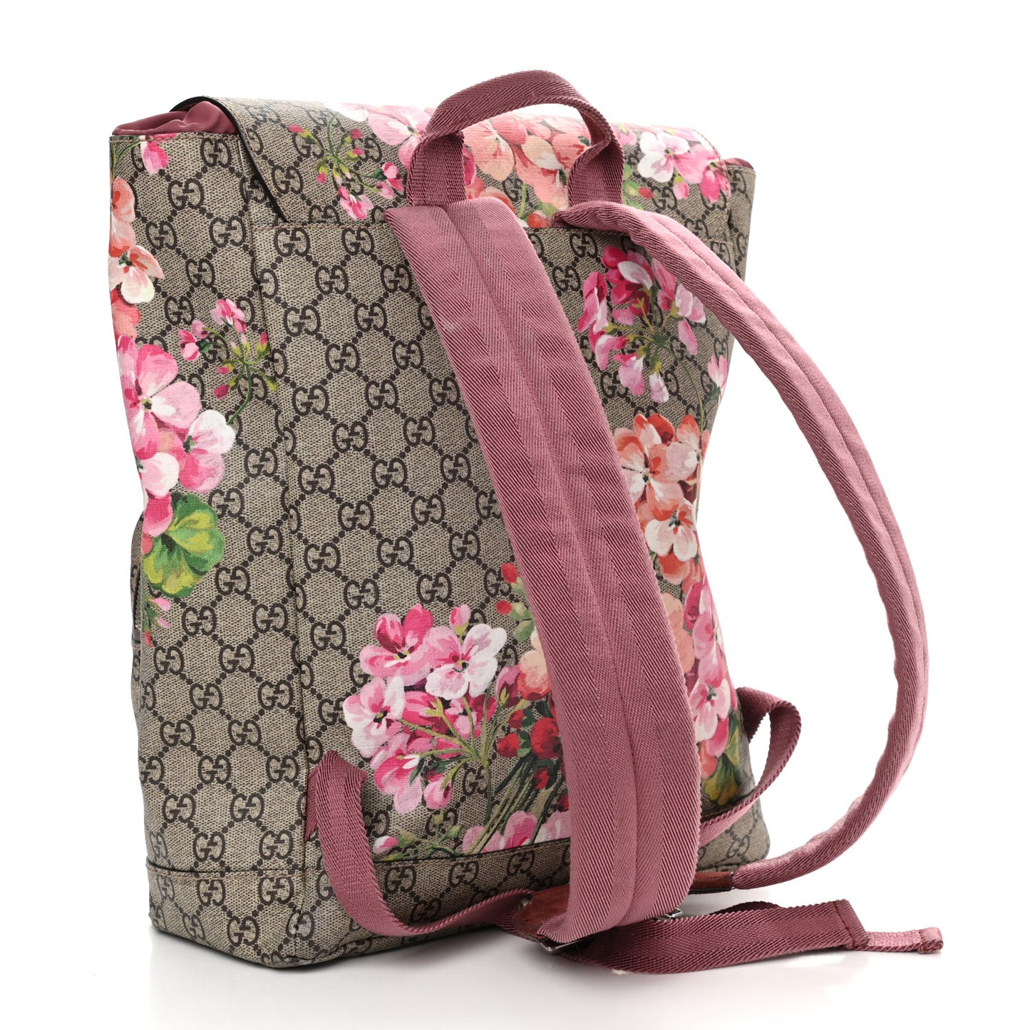 GG Supreme Monogram Blooms Medium Single Buckle Backpack Beige Multicolor Dry Rose