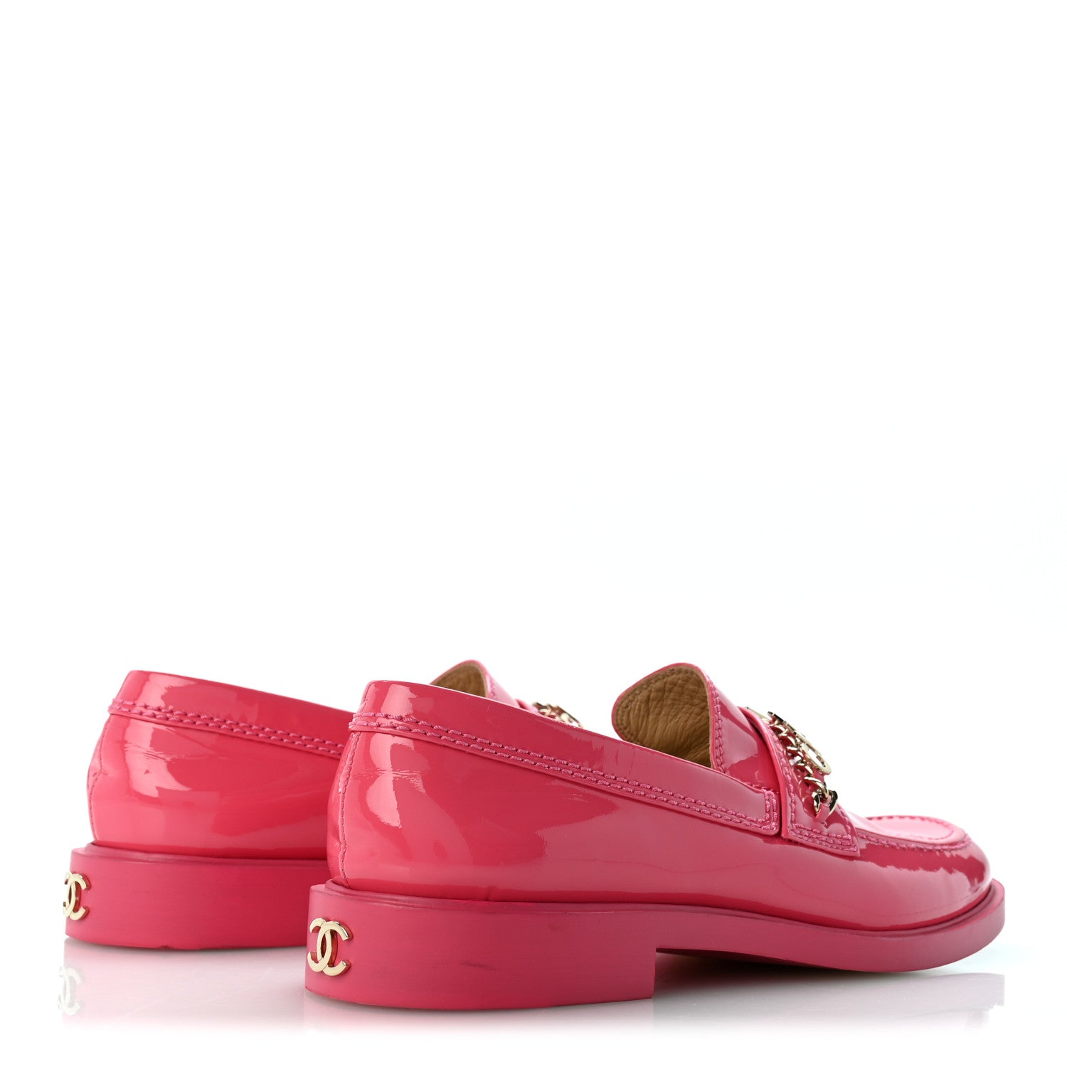 Chanel Patent Calfskin Logo Loafers 39.5 Pink 5 of 9